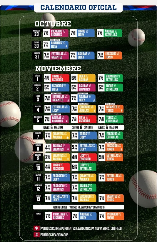 LIDOM da a conocer calendario con reasignaciones tras efectos de tormenta Melissa